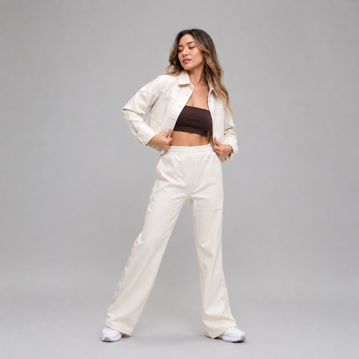 Snap Crop Jacket - Bone