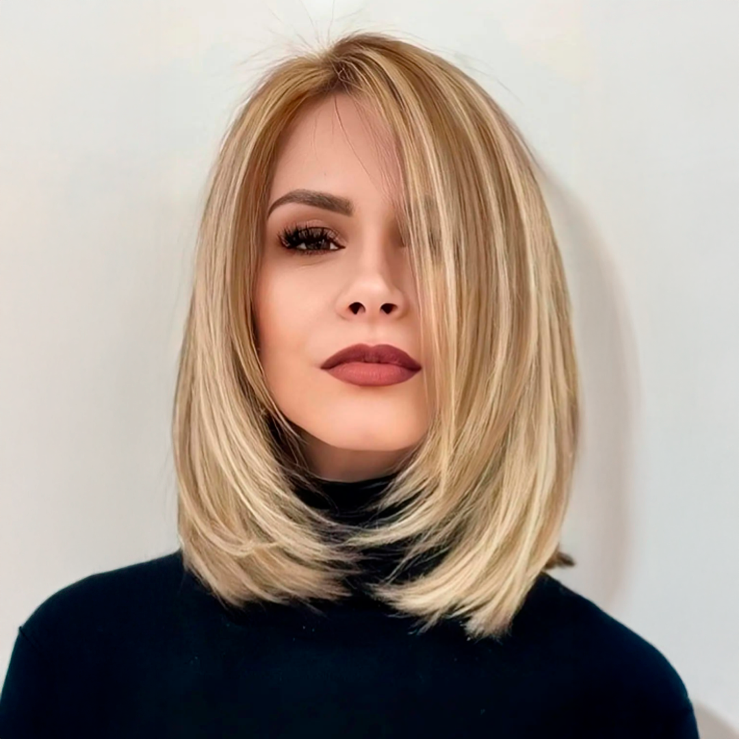 14” Natural Hair Topper with Silk Base – Dark Root Blonde