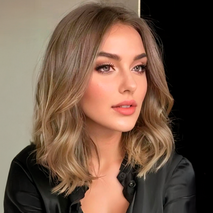 14” Natural Hair Topper with Silk Base – Dark Root Blonde