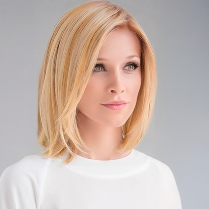 14” Natural Hair Topper with Silk Base – Dark Root Blonde