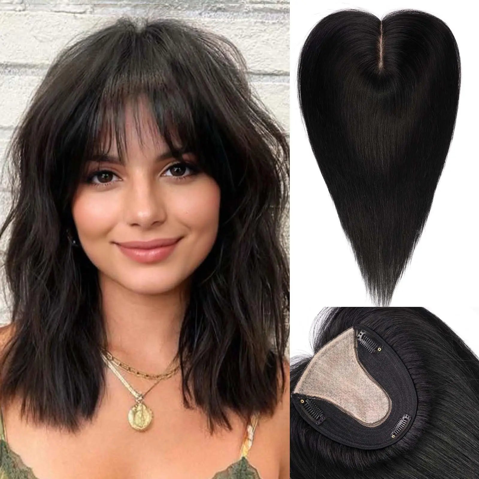 14” Hair Topper with Bangs & Silk Base