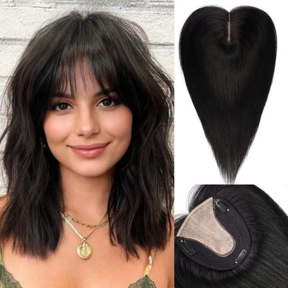 14” Hair Topper with Bangs & Silk Base
