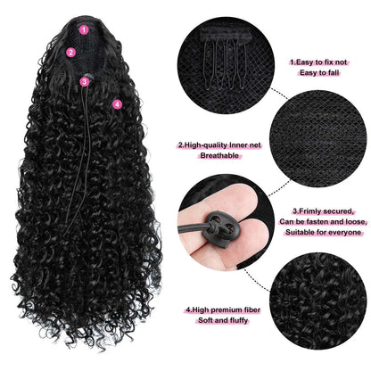 16” Afro Kinky Curly Drawstring Ponytail – Natural Volume Look