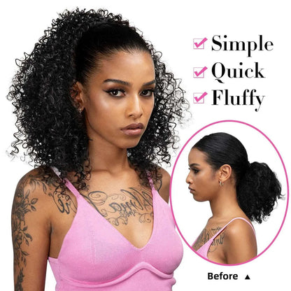 16” Afro Kinky Curly Drawstring Ponytail – Natural Volume Look