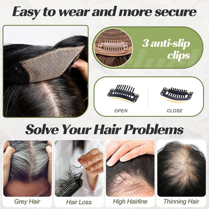 14” Hair Topper with Bangs & Silk Base