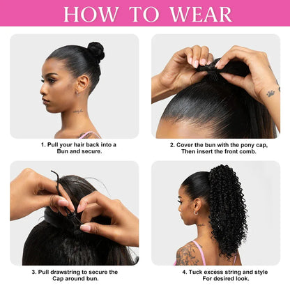 16” Afro Kinky Curly Drawstring Ponytail – Natural Volume Look