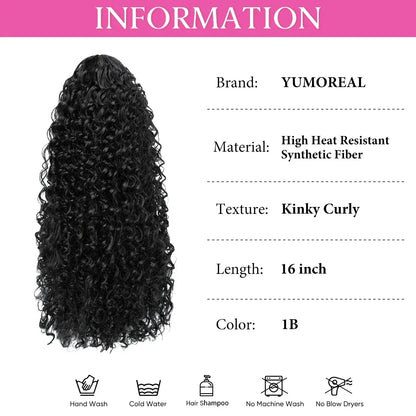 16” Afro Kinky Curly Drawstring Ponytail – Natural Volume Look