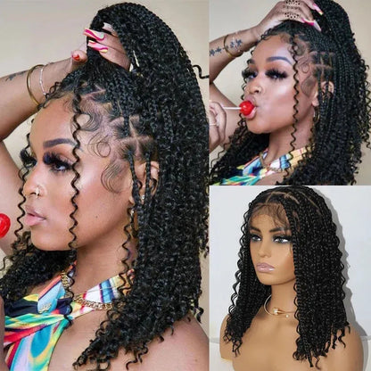 12” Boho Braid & Curl Lace Wig – 360° Lace Front