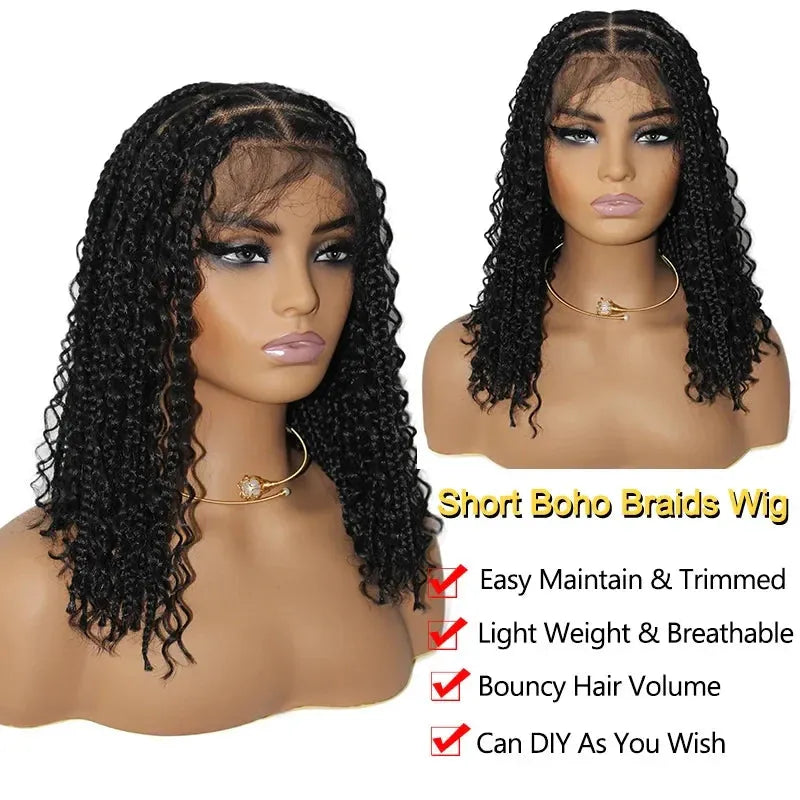 12” Boho Braid & Curl Lace Wig – 360° Lace Front