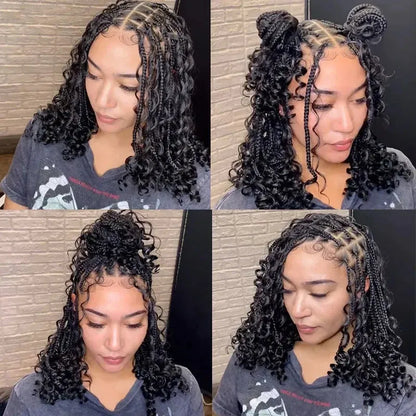 12” Boho Braid & Curl Lace Wig – 360° Lace Front