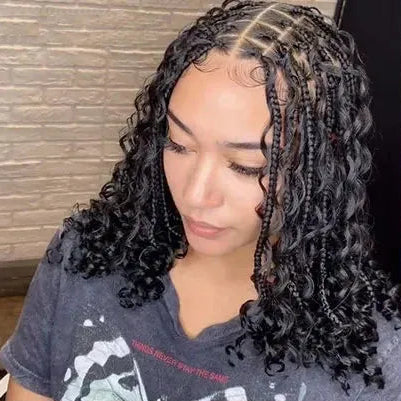 12” Boho Braid & Curl Lace Wig – 360° Lace Front