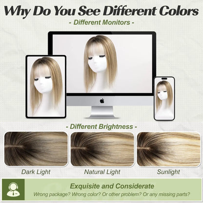 14” Hair Topper with Bangs & Silk Base