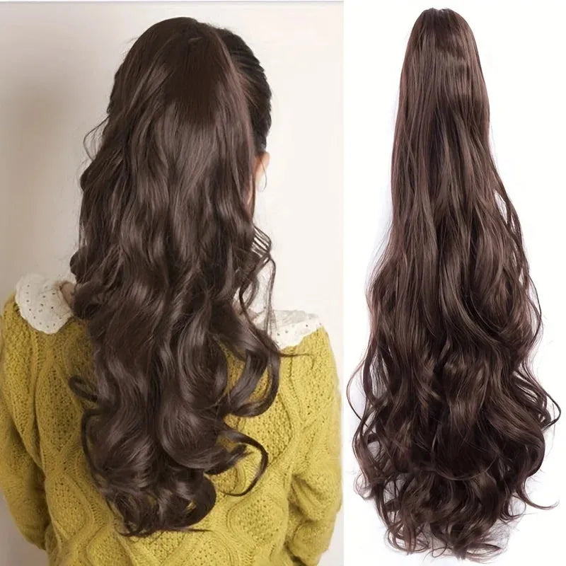 24" Multicolor Wavy Ponytail – Claw Clip Style