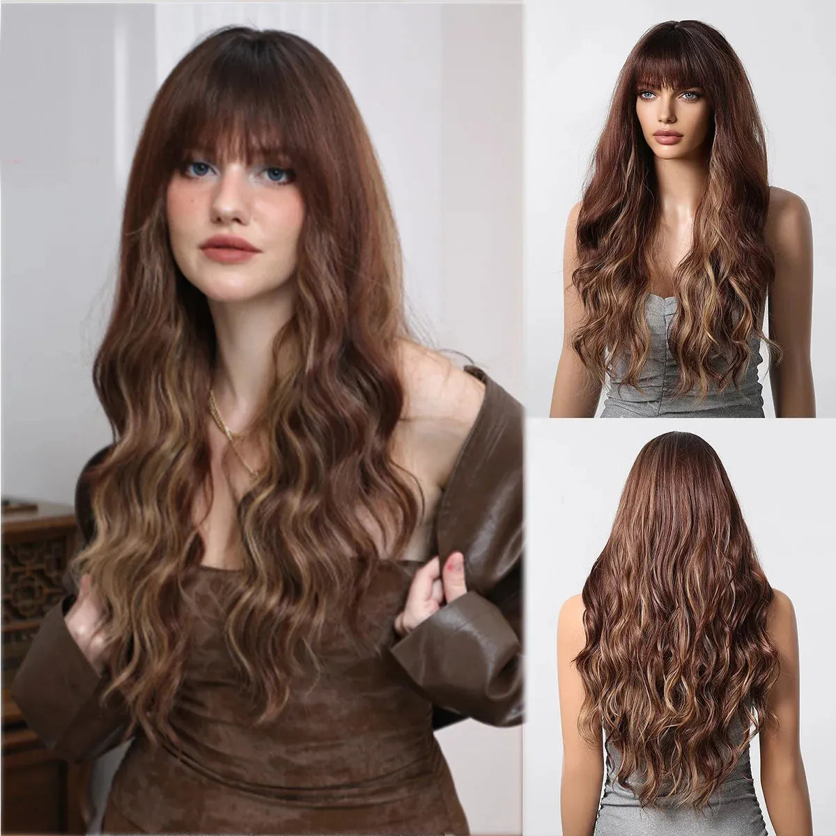 Layered Waves Wig with Side Bangs