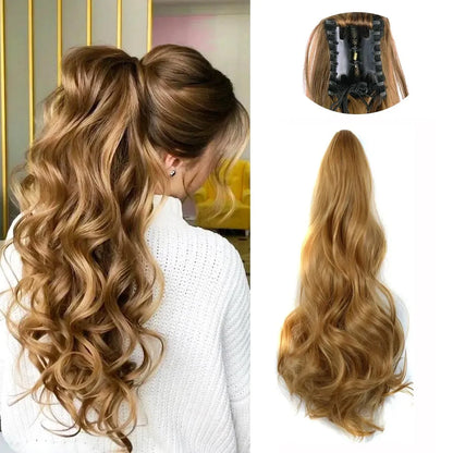 24" Multicolor Wavy Ponytail – Claw Clip Style