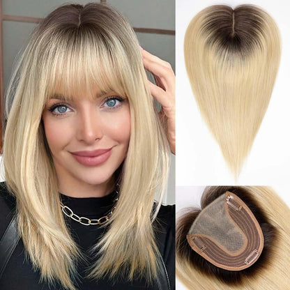 14” Hair Topper with Bangs & Silk Base