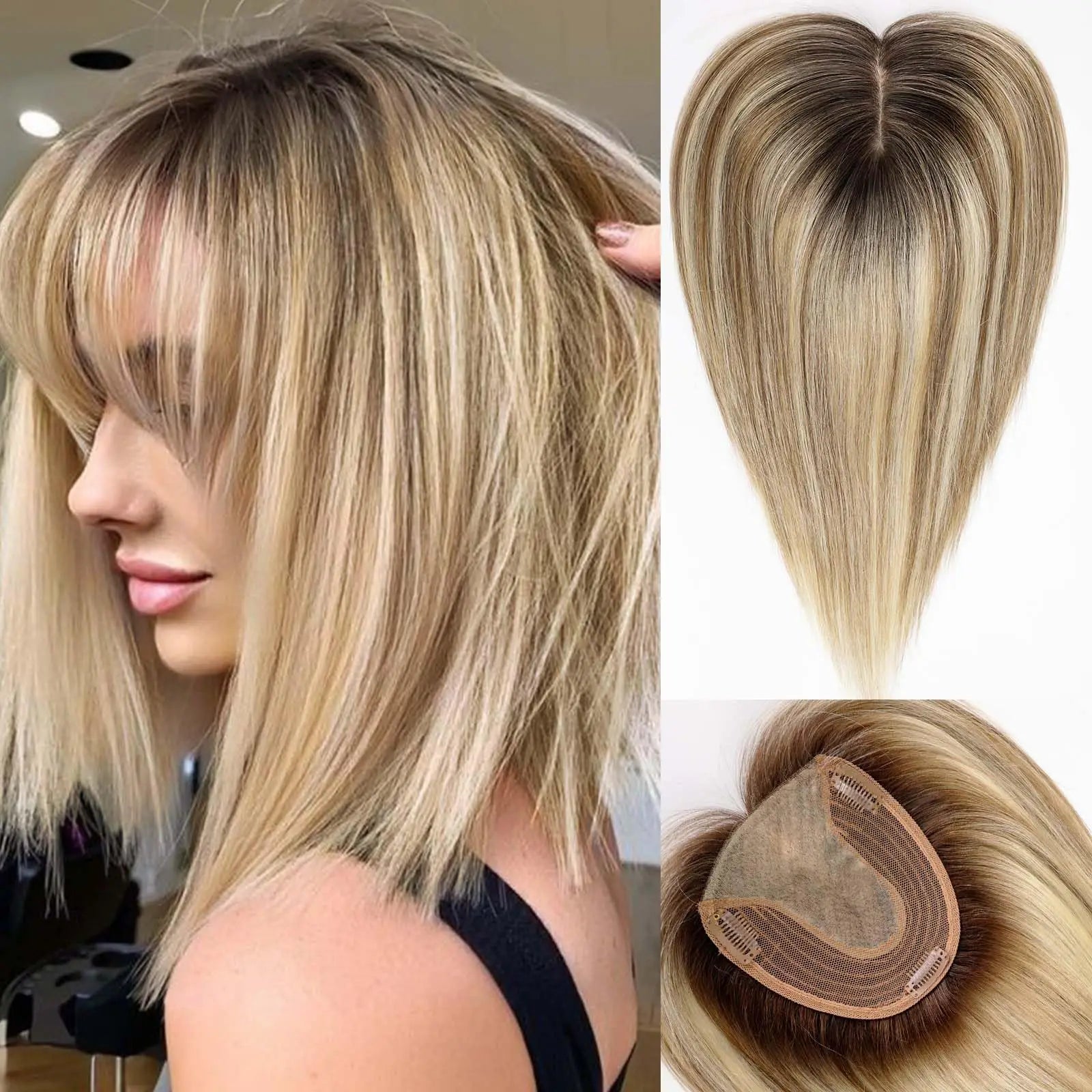 14” Hair Topper with Bangs & Silk Base