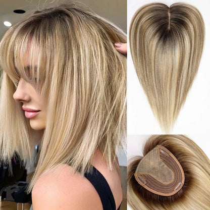 14” Hair Topper with Bangs & Silk Base