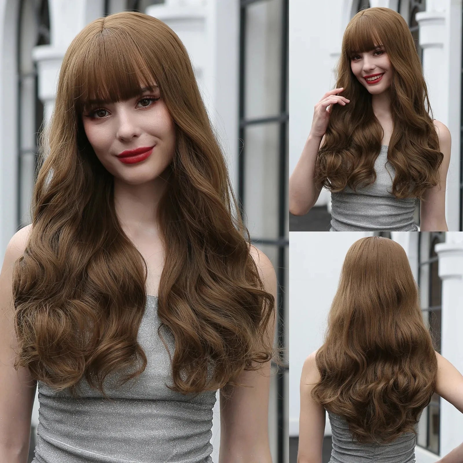 Layered Waves Wig with Side Bangs