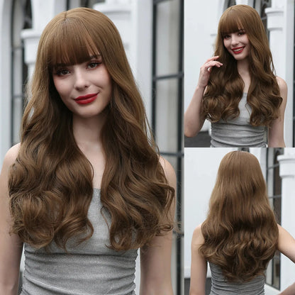 Layered Waves Wig with Side Bangs