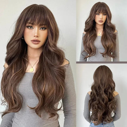 Layered Waves Wig with Side Bangs