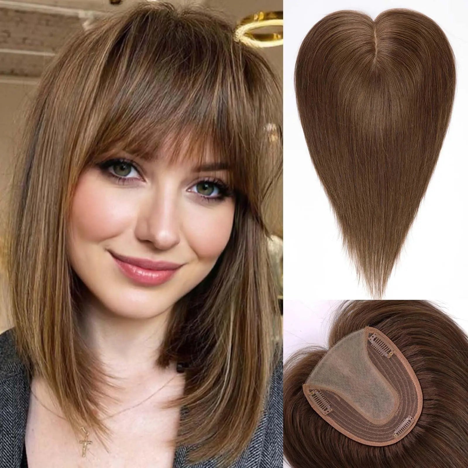 14” Hair Topper with Bangs & Silk Base