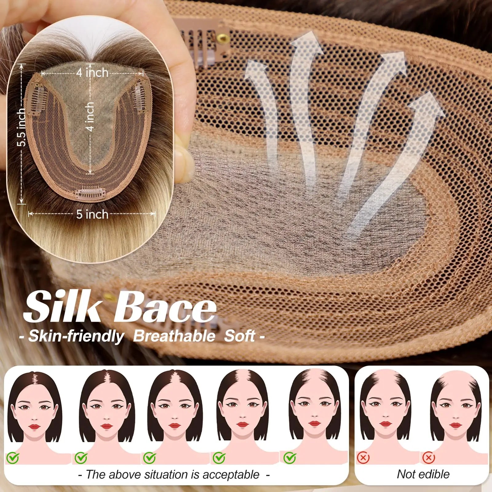 14” Hair Topper with Bangs & Silk Base