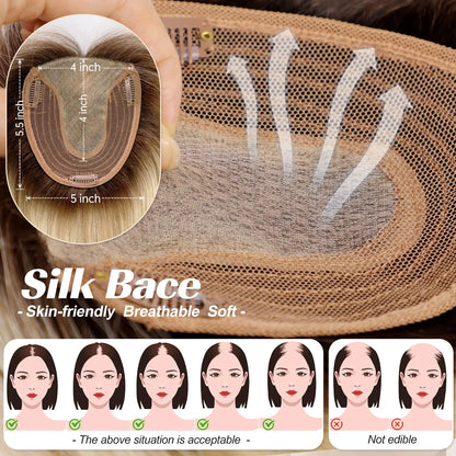 14” Hair Topper with Bangs & Silk Base