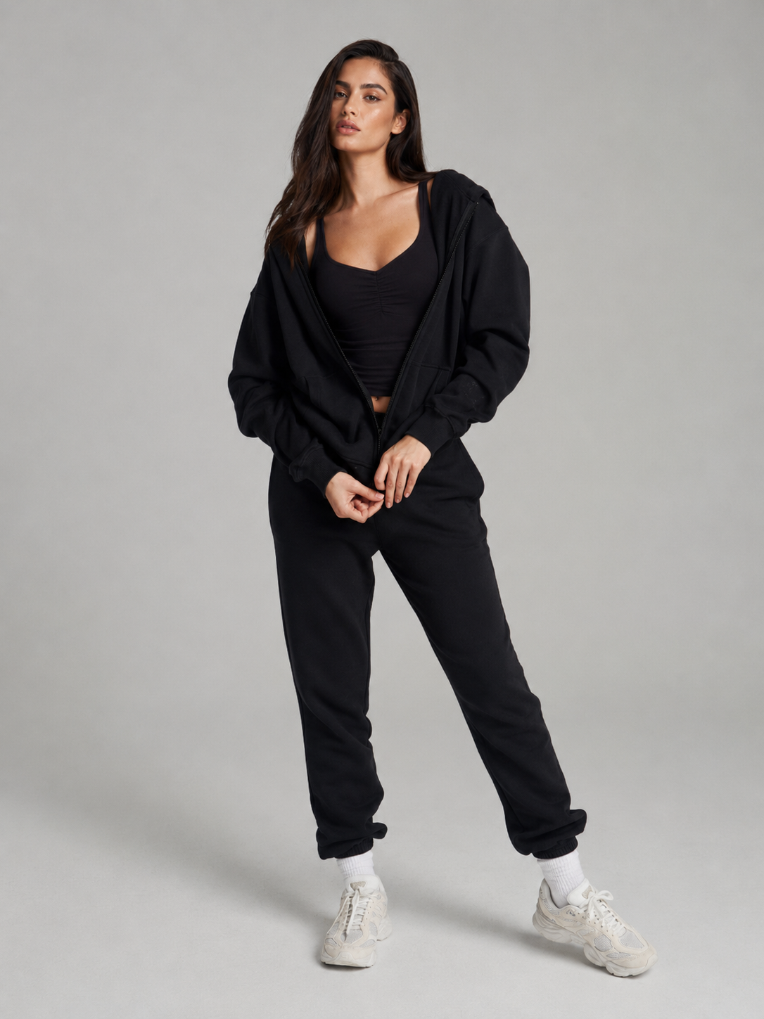 Threads Zip Hoodie - Onyx Black