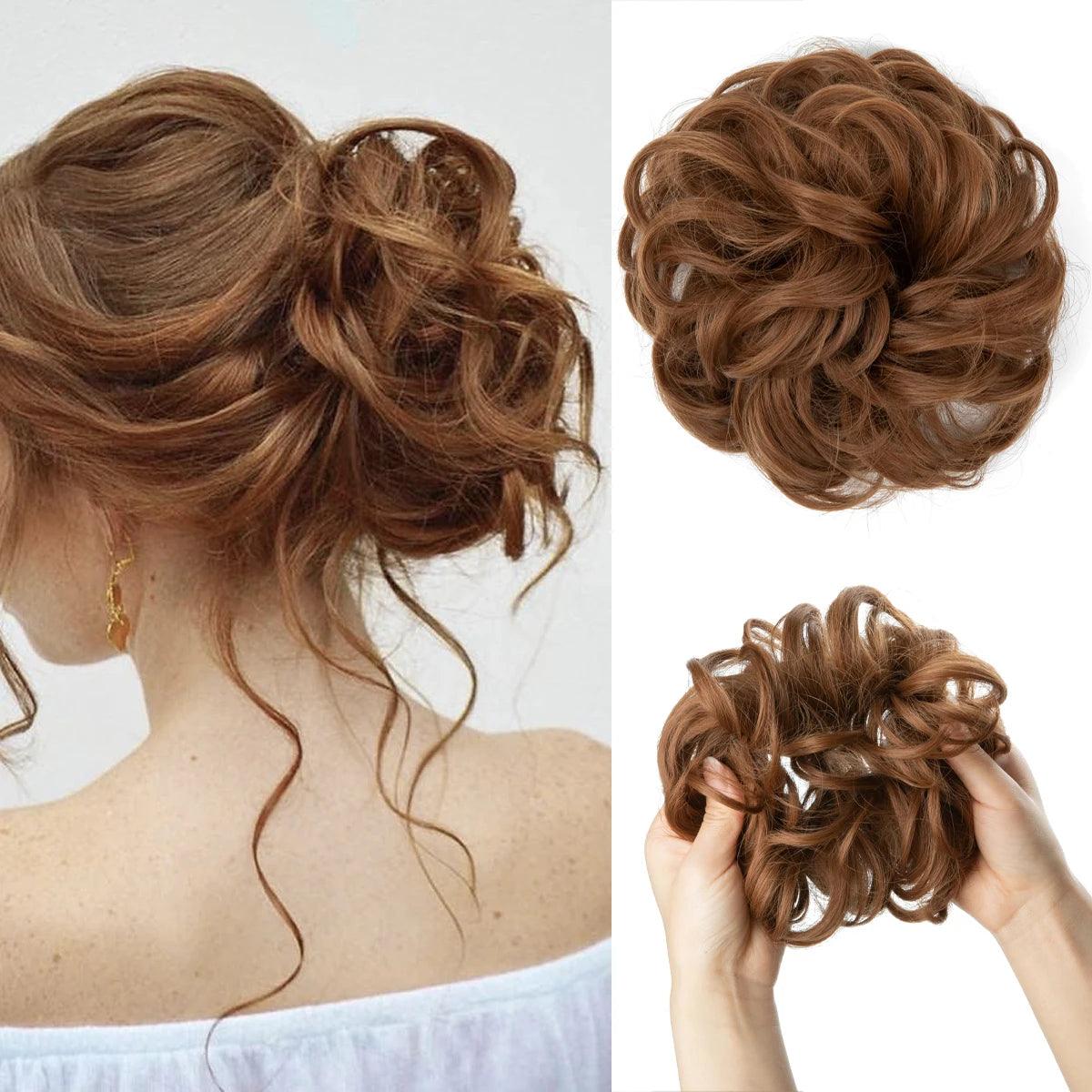 Curly Bun Hairpiece with Elastic – Instant Volume in Synthetic Fiber