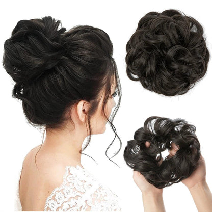 Curly Bun Hairpiece with Elastic – Instant Volume in Synthetic Fiber