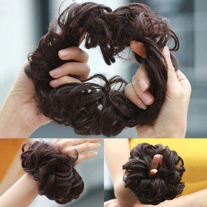 Curly Bun Hairpiece with Elastic – Instant Volume in Synthetic Fiber