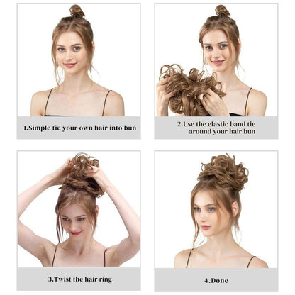 Curly Bun Hairpiece with Elastic – Instant Volume in Synthetic Fiber