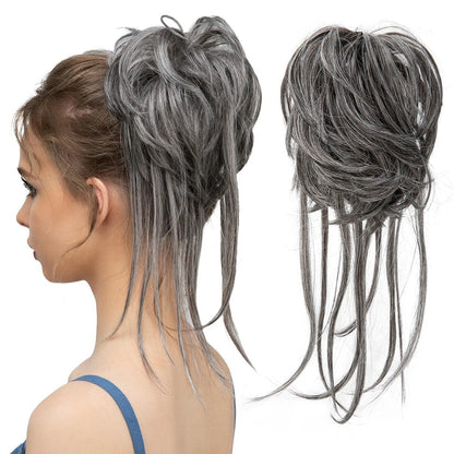 Curly Chignon Hair Bun - 12" / Steel Gray - Lyvelle