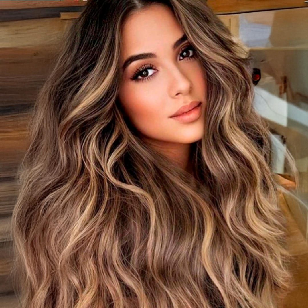 20” Wavy Clip-In Hair Extension – Brown with Highlights