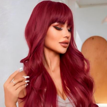 Long Wavy Ombre Wig with Bangs