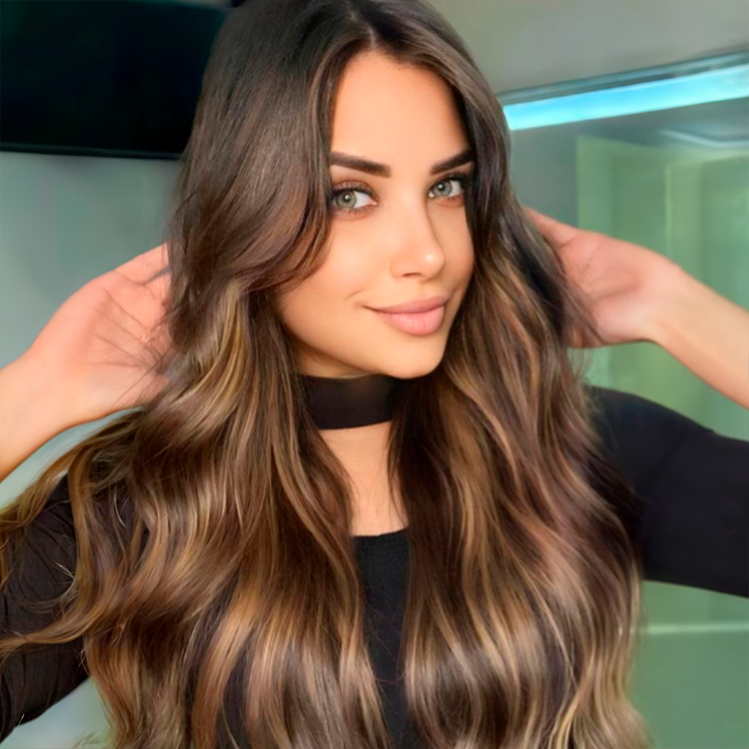 Long Wavy Ombre Wig with Bangs