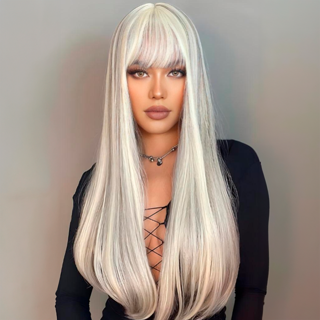 White Straight Wig – Extra Long 26"+