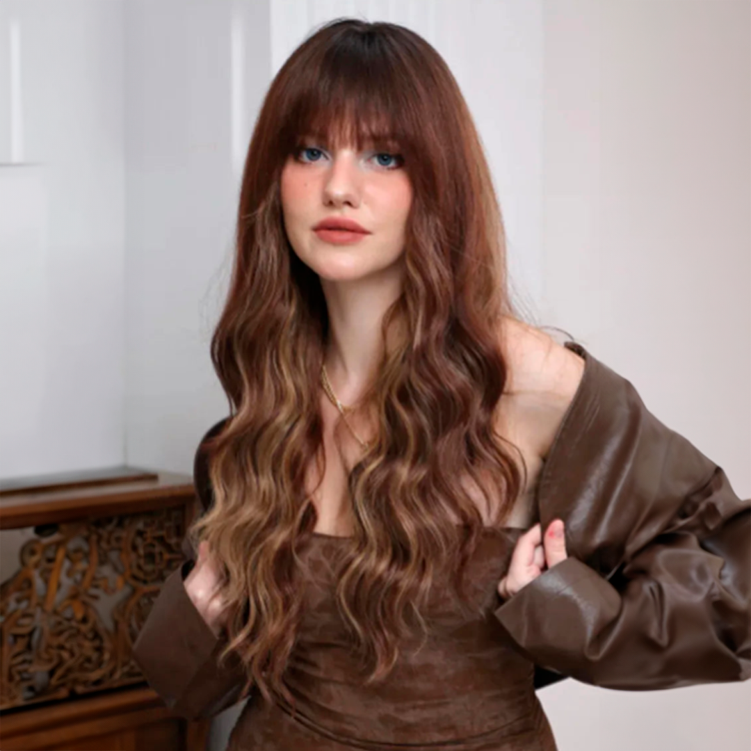 Layered Waves Wig with Side Bangs