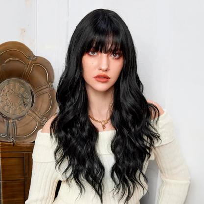 Layered Waves Wig with Side Bangs