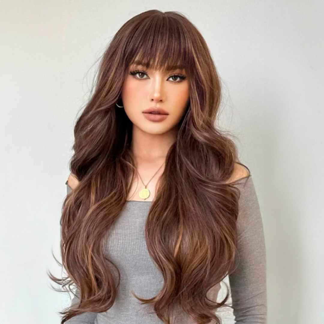 Layered Waves Wig with Side Bangs