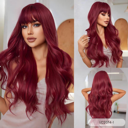 Long Wavy Ombre Wig with Bangs