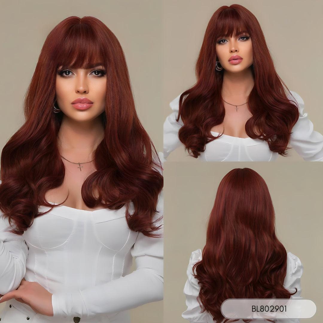 Long Wavy Ombre Wig with Bangs