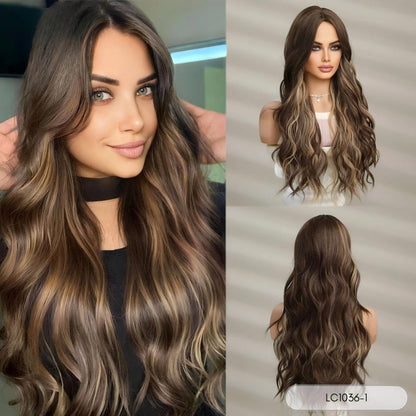 Long Wavy Ombre Wig with Bangs