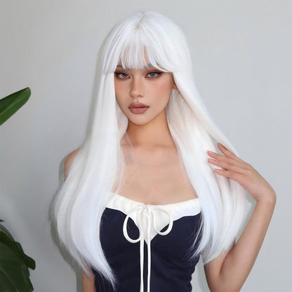 White Straight Wig – Extra Long 26"+