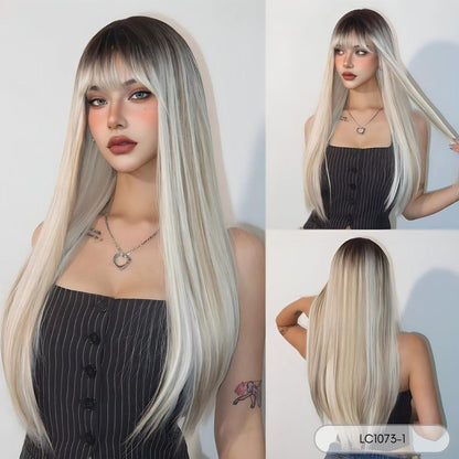 White Straight Wig – Extra Long 26"+