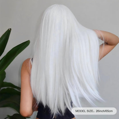White Straight Wig – Extra Long 26"+
