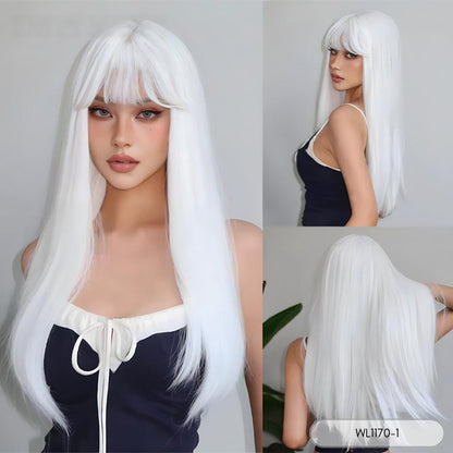 White Straight Wig – Extra Long 26"+