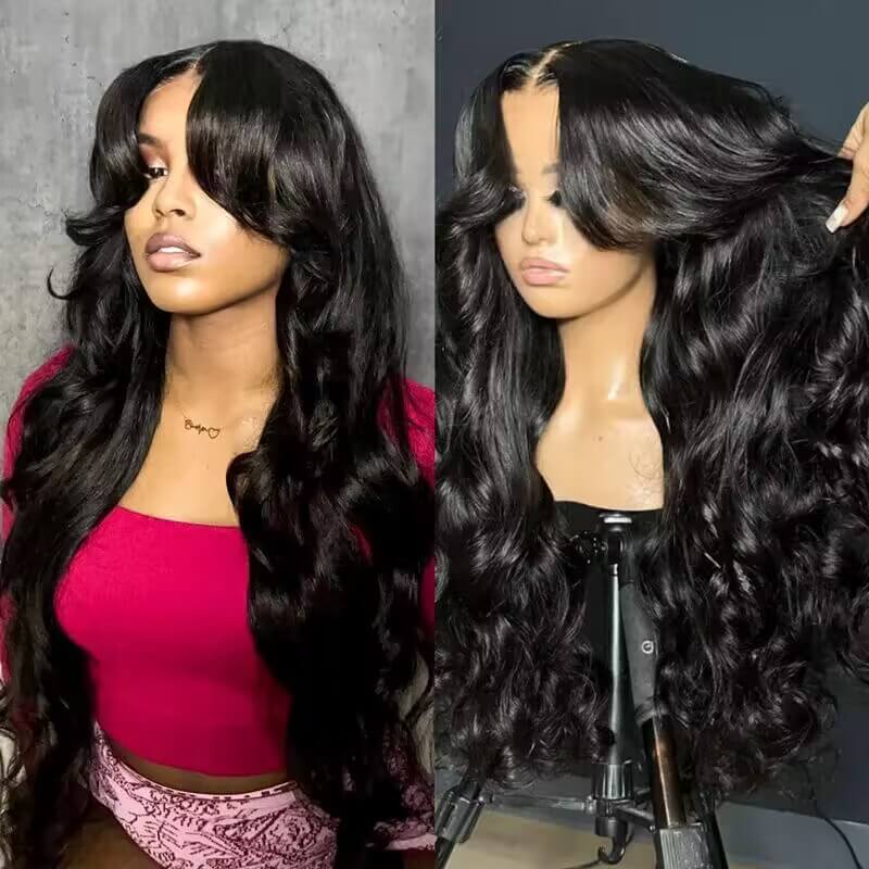 Curtain Bangs Body Wave Wig HD Lace & Glueless