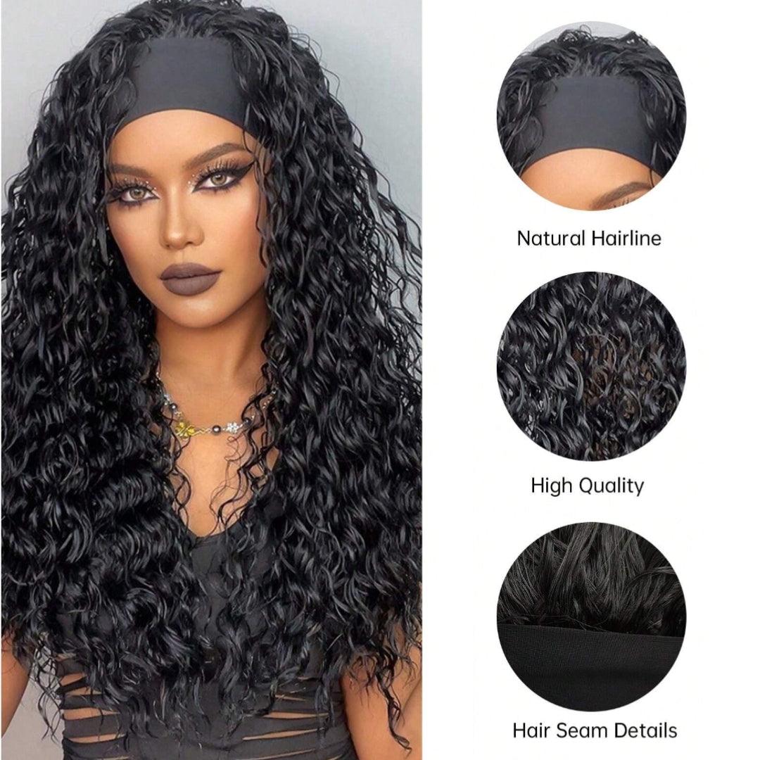 Deep Wave Headband Wig – Natural Black